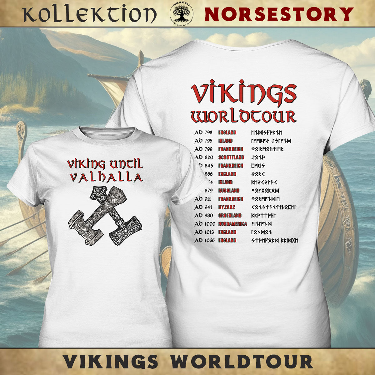 Viking World Tour T Shirt für Frauen