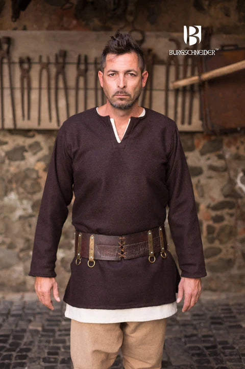 Wikinger Mittelalter Tunika Wolltunika braun