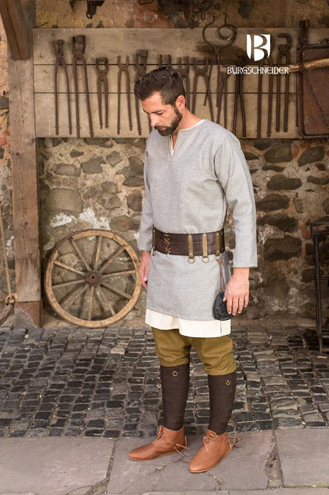 Wikinger Mittelalter Tunika Wolltunika Grau