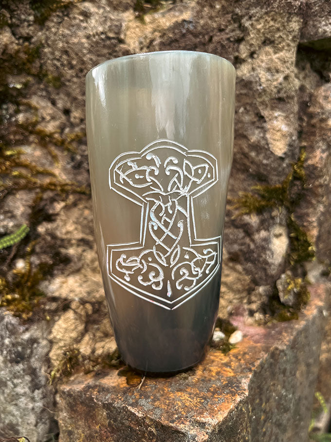 Wikinger Hornbecher 5er Set - 5 Hornbecher - Motiv Mjölnir