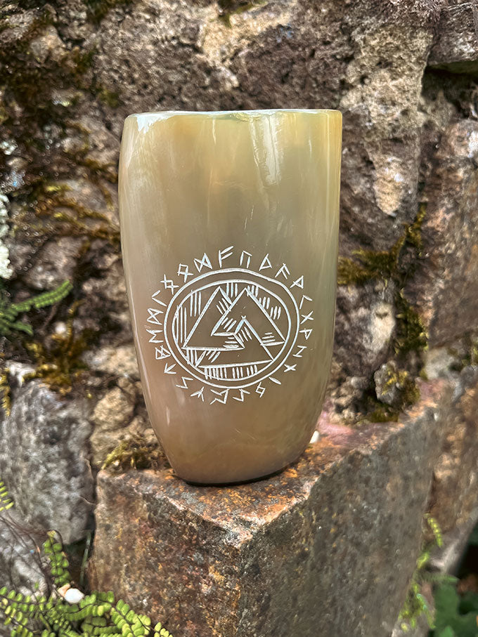 Wikinger Hornbecher 5er Set - 5 Hornbecher - Motiv Valknut