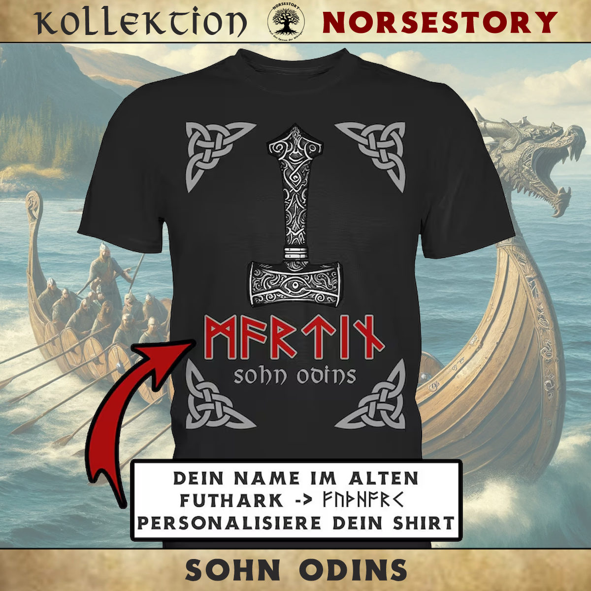 Personalisiertes Futhark T Shirt für Männer
