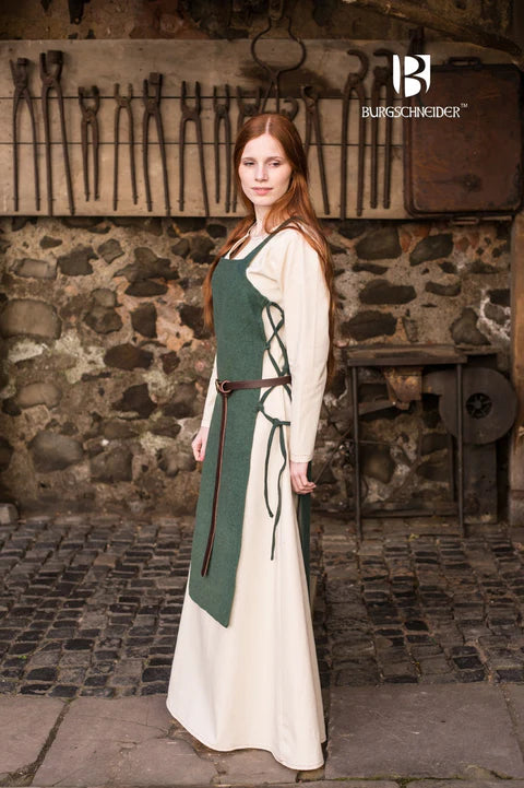 Wikinger Mittelalter Trägerkleid Schürzenkleid Oberkleid Burgschneider grün