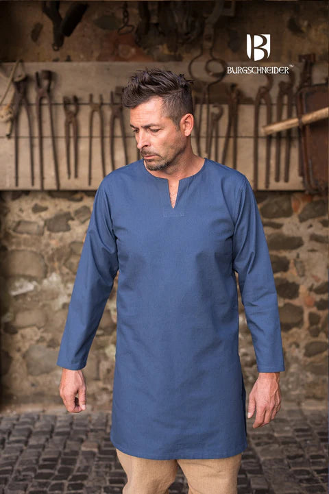Mittelalter Wikinger Tunika Untertunika Leif blau